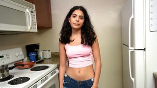 Cute babe is deepthroating her stepbrother in POV vid