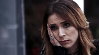 Young woman in a fur coat makes pass at dumped man and sucks him