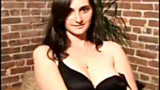 Dark-Haired with fur covered labia and ample melons plumbs bf