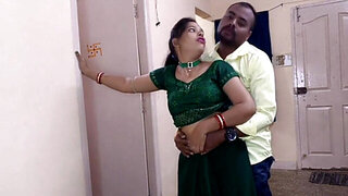 Thick brunette and a chubby lad screwing on camera