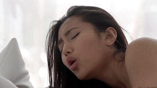 A hot Asian teen with a nice cunt is getting fucked deeply