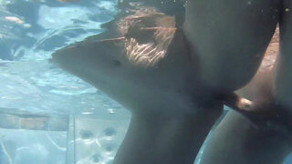 Slim mature mom enjoys underwater sex with her stepson