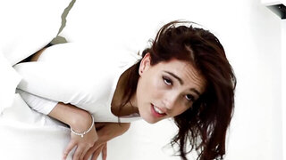 Cute coed is stuck and teacher takes advantage of it to fuck her