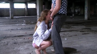 Amateur blonde chick agrees to suck cock for some money