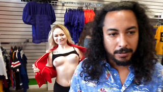 Big booty blonde teases a man for sex on the floor