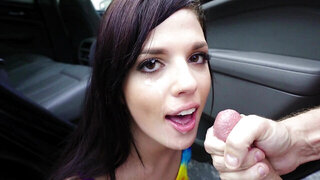 Bad girl in his car is eager for cock in her wet pussy