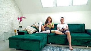 Redheaded girl decides to fuck her own stepbrother