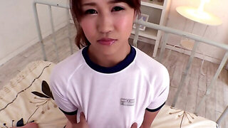 Busty Japanese slut gives POV handjob and sloppy titjob