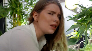 Blonde babe sneaks out of her graduation party