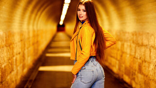 Petite astonishing slut anal creampied in club by fat cock dude