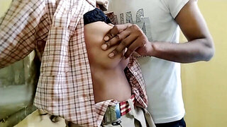 Skinny Indian babe with nice boobs gets touched and mouth fucked