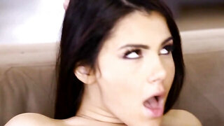 Lovely pale teen enjoying a hard cock in reverse cowgirl