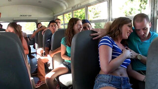 Bus passengers watch how young lovers have sex right there