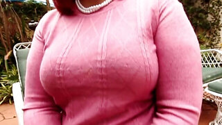 Chubby redhead Marcy Diamond taking on a black cock