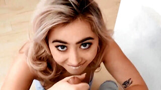 Busty blonde teen caught sucking off her bestie's bf