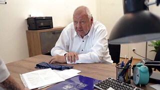 Loan officer is going to cuck an old guy in a twisted scene