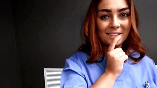 Redheaded babe with big boobies takes dick at the hospital