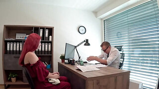 Redheaded is going to get fucked from behind, bent over