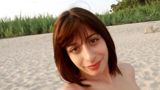 Skinny is too lazy to hide so she rather hooks up on the beach