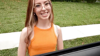 Cute blonde in glasses ends up taking a fat dick