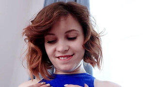 Redheaded gal with short hair wants to get banged