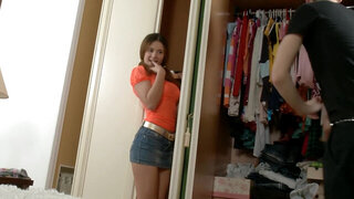 Teenage beauty gets eaten out and blows her man passionately