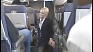 Flight attendant upskirt trio