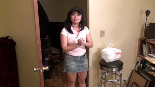 Petite Asian chick Lucky Starr taking on a BWC