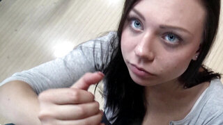 Brunette face-drilled by pickup artist who pays her for adultery