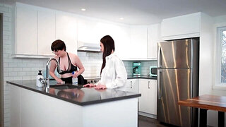 Curvy housemaid in glasses gets invited to a hot threesome