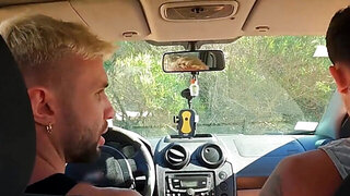 Muscular black man and his boyfriend go on a vacation