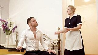Room service lady gets to enjoy a younger dick inside