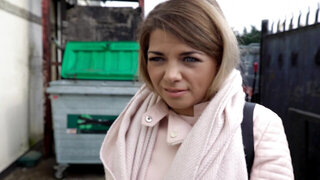 Cute blonde has sex with stranger as she needs money