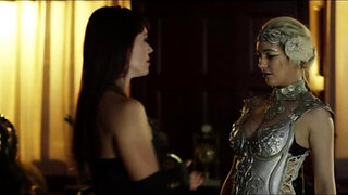 Blonde cutie seduced by black-haired MILF with great assets