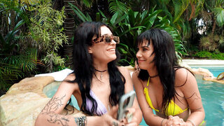 Outdoor pleasure with one dude and almost two hotties