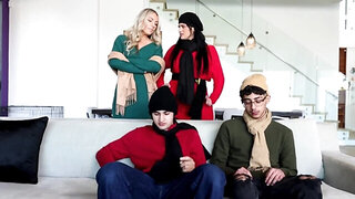 Swapping mommies enjoying hot banging in a foursome