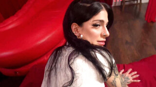 Inked-up trashy girl getting fucked silly in POV
