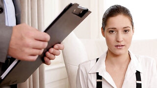 Cute office babe is horny for her boss’s ass and dick