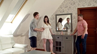 Stepdad punishing his stepson's slutty girlfriend