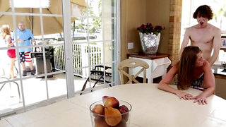 Young blonde and her boyfriend can't get enough of each other