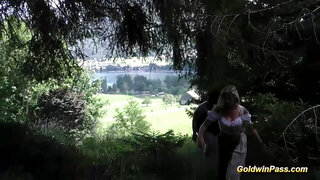 Lederhosen Gangbang in nature