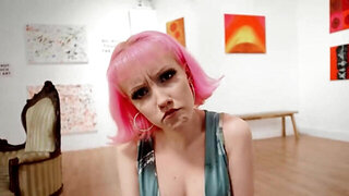 Evie Rees has a nice pink wig, a real wet pink pussy too