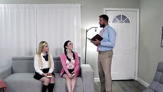 Spanking leads to a disciplining threesome in the stepfam