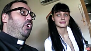 PUTA LOCURA Old wild priest pounding a promiscuous schoolgirl