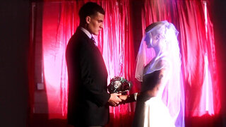 A fit blonde gets her pussy licked on the bed in a romantic scene