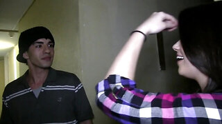 College activities in the dormitory with hot brunettes