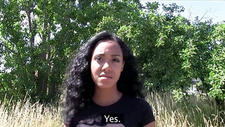 Ebony stunner gets fucked in POV in an outdoor video