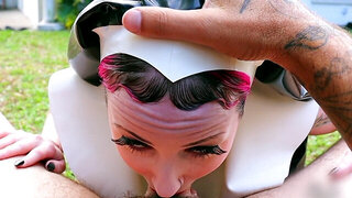 Lady Lazarus stars in a kinky video with a tall lad