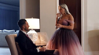Naughty blonde drags inked boyfriend into spontaneous lovemaking