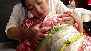 Maki Hojo brings her friends for a wild kimono fuck